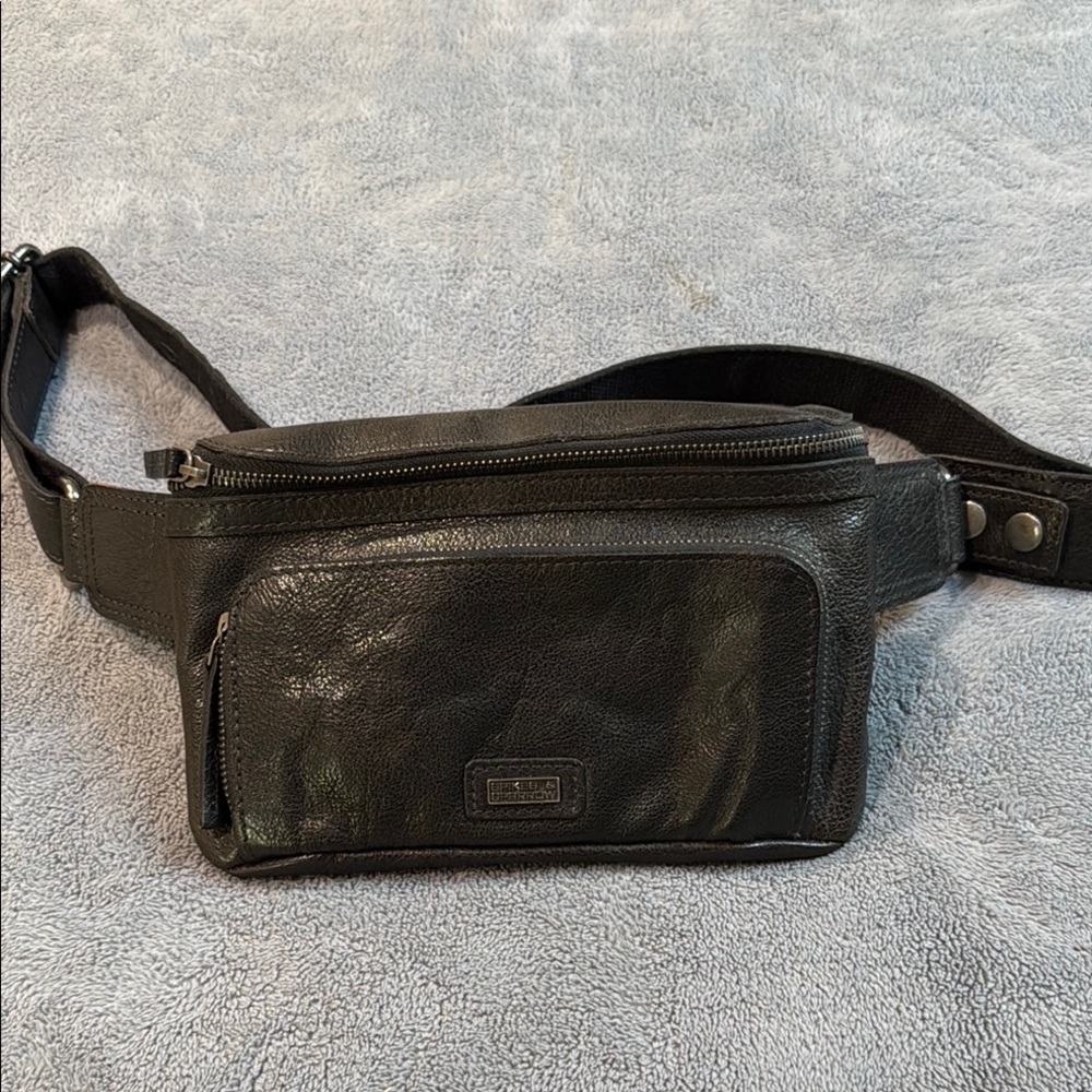 Spikes & Sparrow black leather crossbody/waist bag